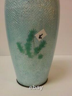 Japanese Ginbari Foil Cloisonne 7.25 Vase on Silver, Signed ANDO