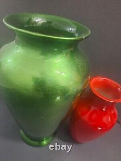 Japanese Green Cloisonne Vase VTG