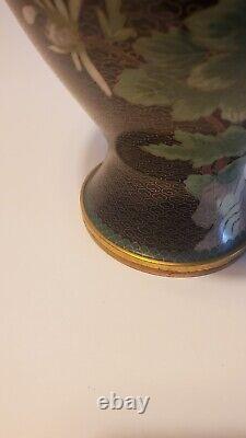 Japanese Late Meiji Era Cloisonné Vase With Flowers & Two Candlesticks