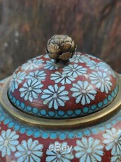 Japanese Maiji Period Cloisonne Vase / Jar with lid