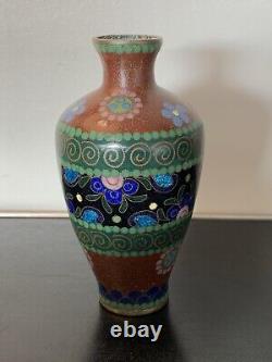 Japanese Meiji Cloisonné Enamel Ginbari Cabinet Vase 4 Inches Tall