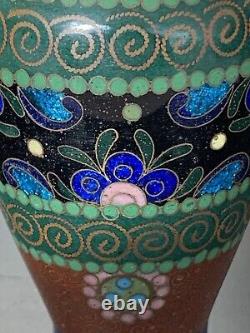 Japanese Meiji Cloisonné Enamel Ginbari Cabinet Vase 4 Inches Tall