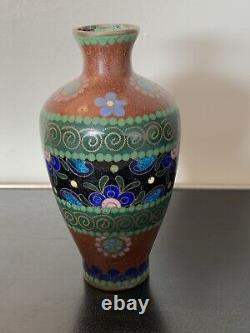 Japanese Meiji Cloisonné Enamel Ginbari Cabinet Vase 4 Inches Tall