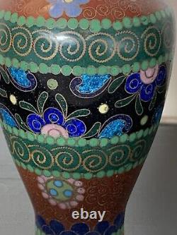 Japanese Meiji Cloisonné Enamel Ginbari Cabinet Vase 4 Inches Tall