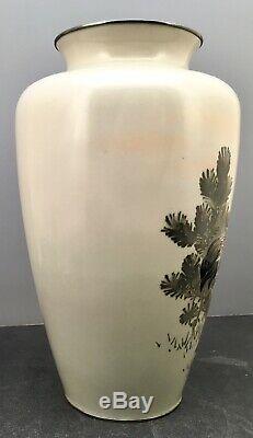 Japanese Meiji Cloisonne Vase with Sun & Crane, attrib. To Gonda Hirosuke