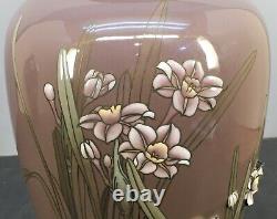 Japanese Meiji Moriage Cloisonne Vase with Irises