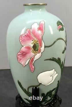 Japanese Meiji Moriage Silver Cloisonne Vase by Ando