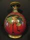 Japanese Meiji Period Cloisonne 7 Vase Red With Peacock