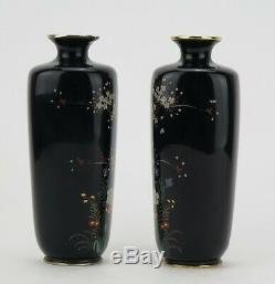 Japanese Meiji Period true mirror pair of cloisonné vases