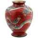 Japanese Meiji Red Cloisonne Enamel Dragon Vase