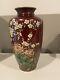 Japanese Meiji Red Ginbari Cloisonne Vase 10 Floral Enamel Asian Antique