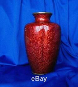Japanese Meiji Red Ginbari Cloisonne Vase 5.5x3.5 Enamel Asian Antique