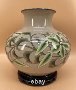 Japanese Meiji Silver Wire & Wireless Cloisonné Vase By Ando