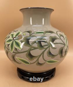 Japanese Meiji Silver Wire & Wireless Cloisonné Vase By Ando