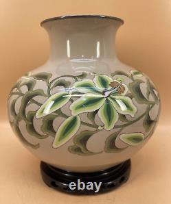 Japanese Meiji Silver Wire & Wireless Cloisonné Vase By Ando