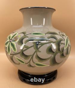 Japanese Meiji Silver Wire & Wireless Cloisonné Vase By Ando