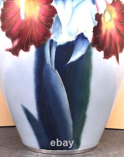 Japanese Meiji Silver Wire & Wireless Cloisonne Vase on Silver Mounts by Ando