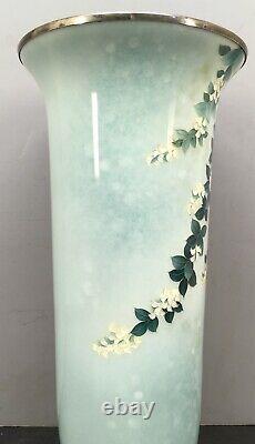 Japanese Meiji Silver Wire & Wireless & Ginbari Cloisonne Vase by Tamura
