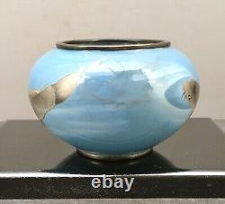 Japanese Meiji Silver Wire- Wireless Shakudo Cloisonne Bowl by Gonda