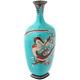 Japanese Meiji Turquoise Cloisonne Enamel Vase W Dragon