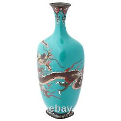 Japanese Meiji Turquoise Cloisonne Enamel Vase W Dragon