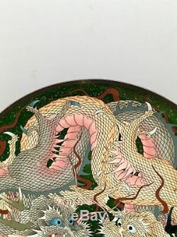 Japanese Meiji Wire & Wireless Cloisonne Charger with Dragons