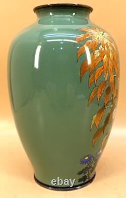 Japanese Meiji Wire & Wireless Cloisonne Vase On Silver Mounts, Signed