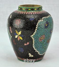 Japanese Meiji period Cloisonne on porcelain vase. 5 Tall. (BI#MK/170617)