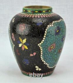 Japanese Meiji period Cloisonné on porcelain vase 5 tall x 4 ¼ W