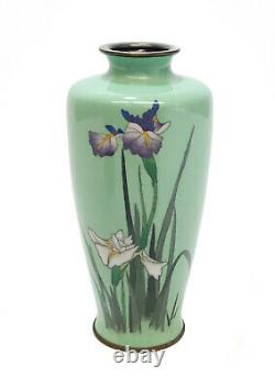 Japanese Mint Green Floral Cloisonne Vase, 1st Half 20th Century