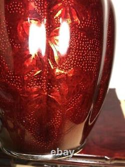 Japanese Red Cloisonné Vase Enamel 6 Tall