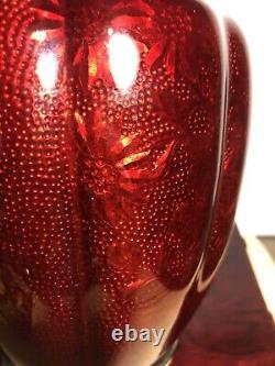 Japanese Red Cloisonné Vase Enamel 6 Tall
