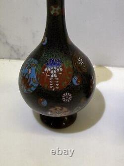 Japanese Superb Quality Meji Period Cloisonne Vases Pair Of Enamelled Brass