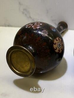 Japanese Superb Quality Meji Period Cloisonne Vases Pair Of Enamelled Brass