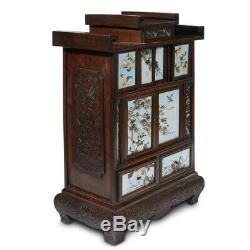 Japanese Table Cabinet with Cloisonne Panels Attributed to Namikawa Sosuke