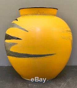 Japanese Taisho Art Deco Style Yellow Cloisonné Vase