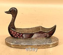 Japanese Taisho Silver & Cloisonne Box Swan, Signed