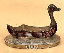 Japanese Taisho Silver & Cloisonne Box Swan, Signed