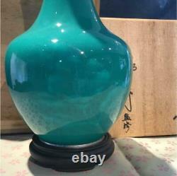 Japanese Tamura Cloisonne Vase Jade green Flower With Box