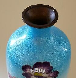 Japanese blue cloisonné vintage Victorian Meiji period oriental antique vase A