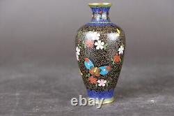 Japanese cloisonne butterfly vase 12.3 cm. 19th century Meiji