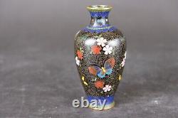 Japanese cloisonne butterfly vase 12.3 cm. 19th century Meiji