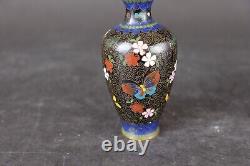 Japanese cloisonne butterfly vase 12.3 cm. 19th century Meiji