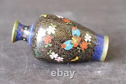 Japanese cloisonne butterfly vase 12.3 cm. 19th century Meiji