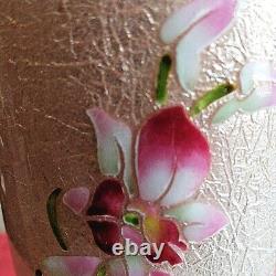 Japanese cloisonne enamel vase Pink Sakura cherry Antique Height 7.1 Vintage