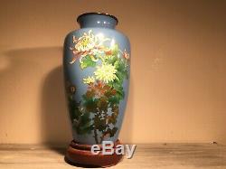 Japanese cloisonne vase / Blue multicolored/ circa 1948/condition excellent