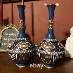 Japanese cloisonne vases pair