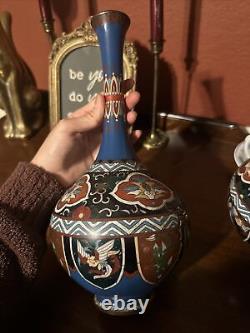 Japanese cloisonne vases pair