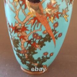 Japanese cloisonné vintage Victorian Meiji Period oriental antique bird vase