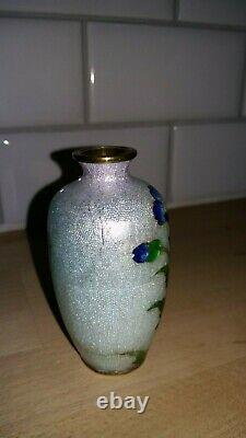 Japanese miniature Ginbari Cloisonne vase on brass signed just beautiful